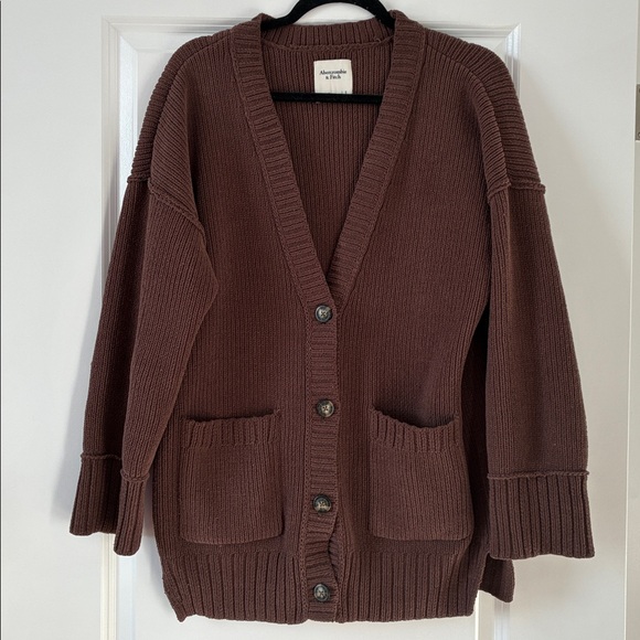 Abercrombie & Fitch Size S Oversized Slouchy Knit Cardigan - Brown - Picture 2 of 6